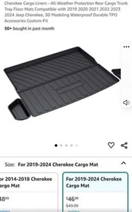 Cherokee Cargo Liners - All-Weather Protection Rear Cargo Trunk Tray Floor Mats - Picture 1 of 2