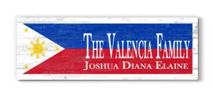 Personalized Filipino Family Name Custom Sign Philippine Flag Sign Rustic Décor - Picture 1 of 3