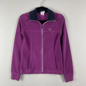 Lacoste Purple Full Zip Fleece Long Sleeve Jacket Size 36 Small - Picture 1 of 11