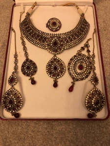 Wedding Bridal Asian Red Gold Stunning Jewellery - Picture 1 of 11