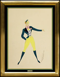 ERTE Original Gouache Painting Authentic Signed Deco Artwork Male Costume Design - Picture 1 of 6