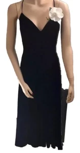 Vintage Damen 60-70er Jahre ORIGINAL Schwarz Samt Abendkleid Wadenlang Small - Bild 1 von 3