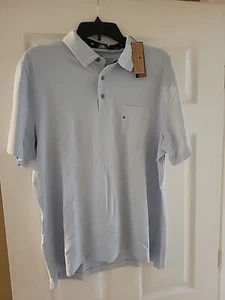 Tailor Vintage NWT Men's Medium Polo Shirt Skyway Blue SS Pocket Stretch NWT $68 - Foto 1 di 5