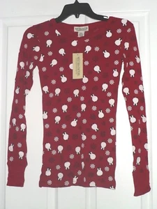 *NEXT ERA COUTURE TOP SHIRT SIZE S -M JUNIOR RED BLACK SNOWMEN PENQUIN'S SNOW  - Picture 1 of 3