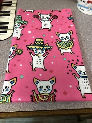 Snuggle Flannel Pink Colorful Chihuahua Mariachi Dogs Fat Quarter - Image 1 of 2