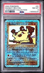 2002 POKEMON LEGENDARY COLLECTION #81 MANKEY-REVERSE FOIL PSA 8 - Picture 1 of 2