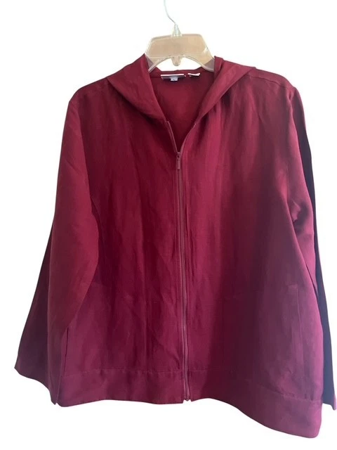 Chaqueta Chicos Design Talla 2 EE. UU. Grande Borgoña Lino Mezcla Seda LS Con Capucha Cremallera Completa Foto 1 de 4