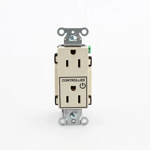 Hubbell DR15C1LA Lt Almond Commercial Decorator 5-15R Outlet 1/2 Controlled 15A - Picture 1 of 5