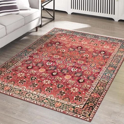  Tapete de área 6x9, tapete lavável ultra macio 6' x 9' (retangular) vermelho cereja/tempero - Imagem 1 de 4