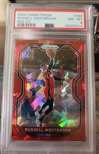 Panini Prizm Russell Westbrook Red Ice PSA 2020 CLASSIFICATO 9 COME NUOVO!! - Foto 1 di 2