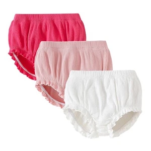 3-Pack Bloomers for Baby Girls Diaper Covers Ribbed Ruffle Solid Triangle Bab... - Picture 1 of 7