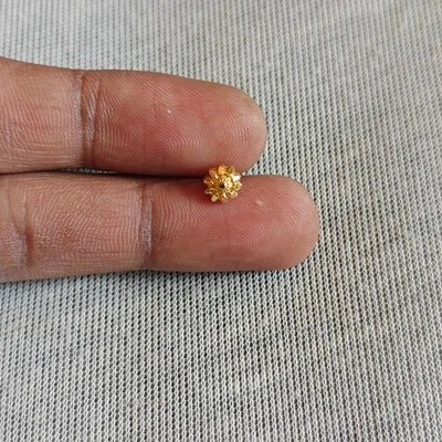 Perno de nariz amarillo macizo 22K indio hecho a mano oro amarillo joyería Foto 1 de 4