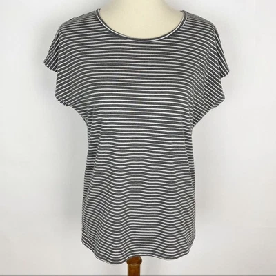 Forever 21 Gray White Stripe Cap Sleeve Tee Womens Size XS - Image 1 of 4