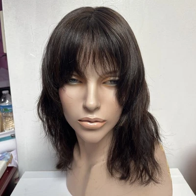 Peluca cabello humano marrón oscuro Foto 1 de 4