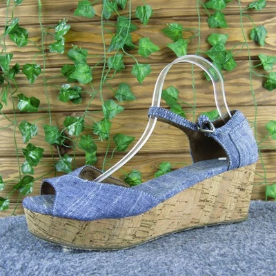 TOMS Mujer Correa de Tobillo Tela Azul Talla 8.5 Mediana Poco Uso 2025 Foto 1 de 4