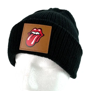 Rolling Stones Gorro Gorra Scully Clásica Lengua Cuero Parche Negro Tejido - Imagen 1 de 9