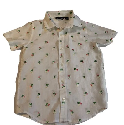 Janie and Jack Boys Shirt Size 8 White with Palm Trees - Image 1 of 3