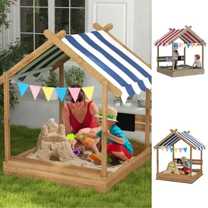 Wooden Sandbox with Canopy, for Ages 3-7 Years, Outdoors, Garden - Picture 1 of 23