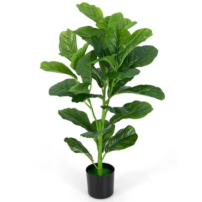 Topbuy 3 pies árbol artificial hoja de violín falsa planta de higo en maceta con 32 hojas Foto 1 de 4