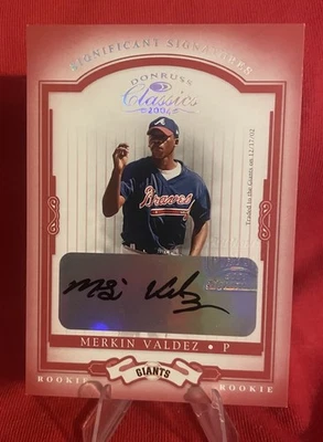 2004 Donruss Classics Significant Signatures Red #177 Merkin Valdez Rookie Auto - Image 1 of 4