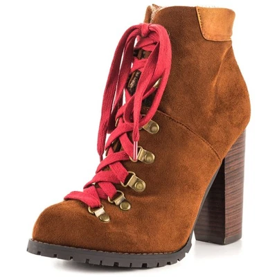 Luichiny Anna may IMI Suede Lug Sole Lace Up Combat Stacked heel Ankle Booties - Image 1 of 2
