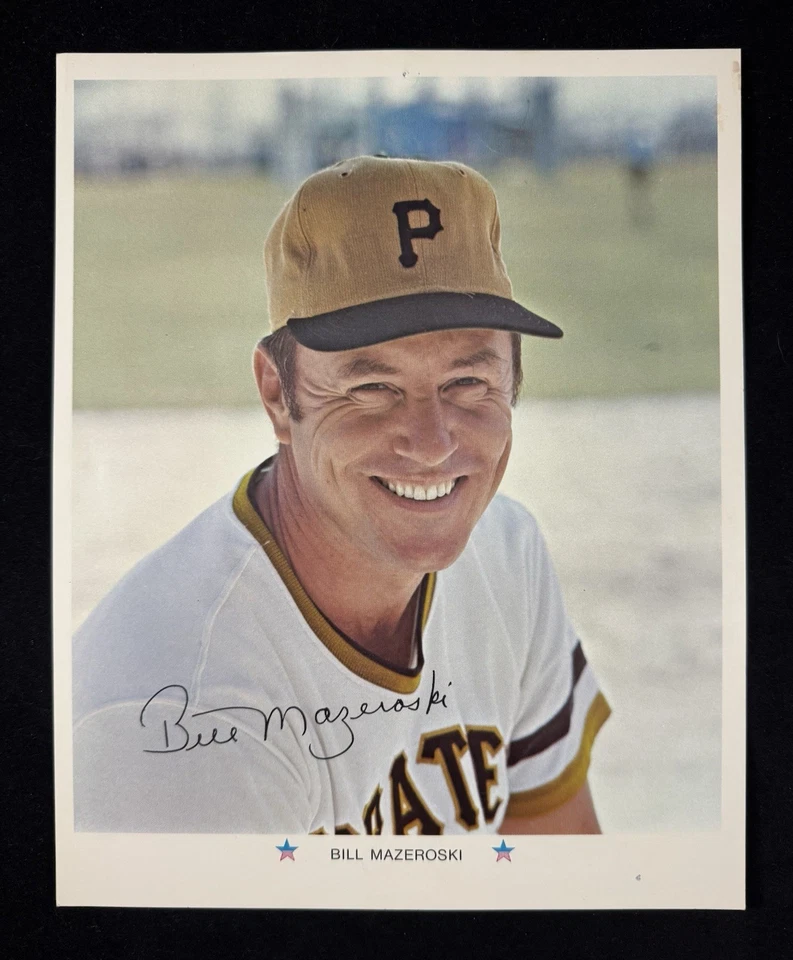 Vintage 1971 Pittsburgh Pirates Bill Mazeroski Pre-Print Autographed 8x10 Photo - Image 1 of 2