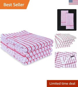 4-teiliges Küchentuch-Set - Rosa Frottee Baumwolle, 20x28 cm, mit Aufhängeschlaufe - Bild 1 von 9