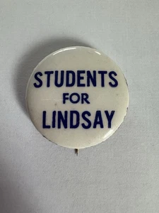 STUDENTEN FÜR LINDSAY NYC Bürgermeister Kampagne Pin Button John Vliet Lindsay 1966-1973 - Bild 1 von 3