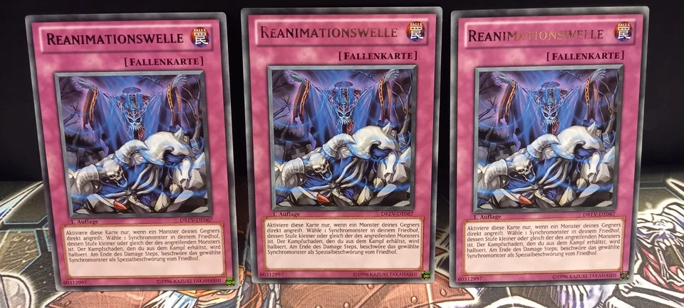 Yugioh 3X REANIMATIONSWELLE, DREV-DE067, RARE, 1.AUFLAGE - Bild 1 von 2