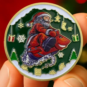 Cohete Papá Noel Navidad Moneda Feliz Navidad Vacaciones Coleccionable Regalo Decoración - Imagen 1 de 11