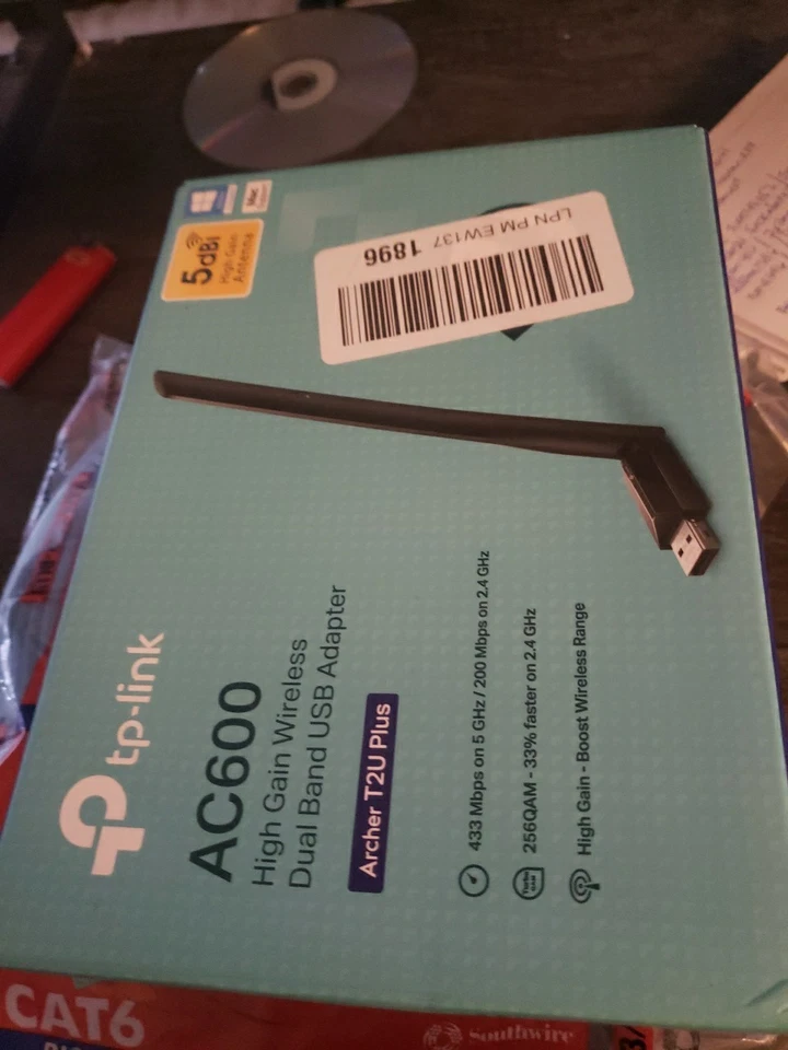 TP-Link Archer T2U Plus AC600 USB WiFi Adapter Dual Band 5dBi High Gain Antenna - Image 1 of 1
