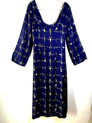 Sancia The Scarlet Dress Sheath Maxi Long Flare Sleeve Blue AU Size M US 6 New - Image 1 of 4