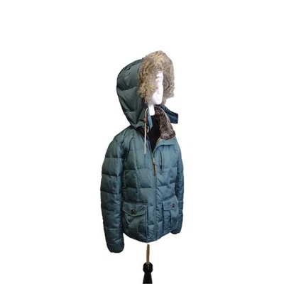 Vintage Eddie Bauer Yukon Jacket Women's L Green EB 550 Goose Down Fur Hood - Image 1 of 4