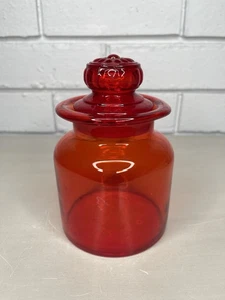 Vintage Takahashi Red/Orange Glass Apothecary Jar Canister Mid Century MCM Japan - Picture 1 of 13
