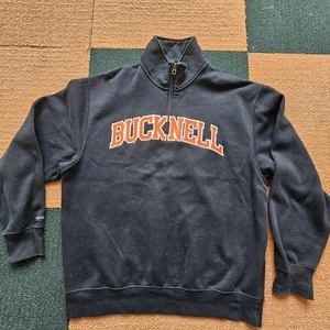 Bucknell University 1/4 Zip Jansport Sweatshirt Large Adult Blue Pullover X6b - Picture 1 of 9