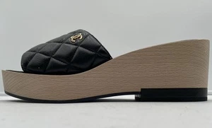 Chanel Quilted Leather Wooden Platform Sandal Euro 39 (042492) - Picture 1 of 9