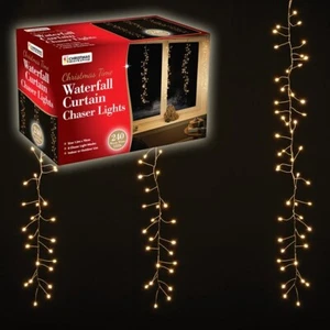 240 LED Warm White Waterfall Curtain Chaser Lights 1.2 m x 0.7 m Indoor/Outdoor - Picture 1 of 4