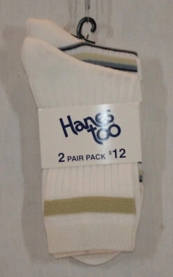 CALCETINES HANES TOO DAMAS 2 PR CABAÑA RAYAS VERDE Y BEIGE TALLA ÚNICA NUEVOS EN PAQUETE Foto 1 de 2