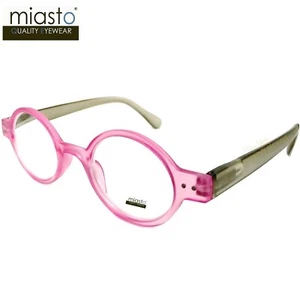 (2 PAIRS) MIASTO "CIAO" SMALL ROUND OAVL READING GLASSES +2.25 PURPLE PINK - Picture 1 of 4