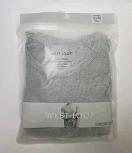 West Loop Damen Gr. S/M Langarm Lounge Schlaf Top hellgrau Waffelstrick - Bild 1 von 3