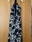 JS BOUTIQUE LONG SLEEVELESS DRESS WITH LINING BLACK/WHITE WITH SEQUIN AND BIDS