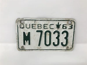 Antique 1963 Canada Quebec license Plate for Motorcycle - M-7033 - Picture 1 of 3