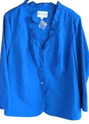 Womens Romans Jacket Sz 26W New Deep Blue Classic Capsule Minimalist Officecore - Image 1 of 4