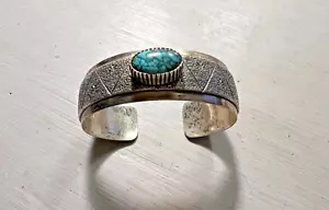 Brazalete William G Johnson de plata de ley y turquesa - Imagen 1 de 4