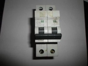 MEM EATON C16 16 AMP 10KA AHC162 DOPPELPOLIGER MCB-SCHUTZSCHALTER. - Bild 1 von 1