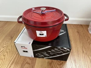 STAUB Cast Iron 7-qt Round Cocotte Cherry