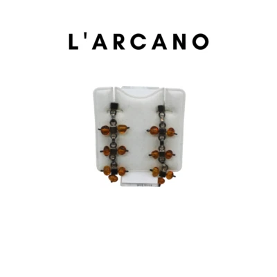 Orecchini Pendenti, Ambra Simbolo Stilizzato, Ag 925, 025AB, L'Arcano - Immagine 1 di 3