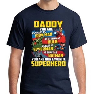 Daddy Superhero Gift For Dad Fathers Day Gift Funny Cotton T-shirt - Picture 1 of 3