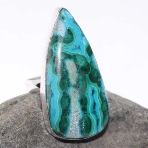 Chrysocolla Malachite 925 Silver Plated Ring US 7 Valentine Gift Jewelry GW - Picture 1 of 3