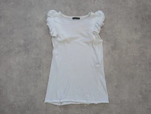 Alexander McQueen Tank Top Womens UK 6 White Vest Tshirt Ruffle Blouse IT 36 - Picture 1 of 10